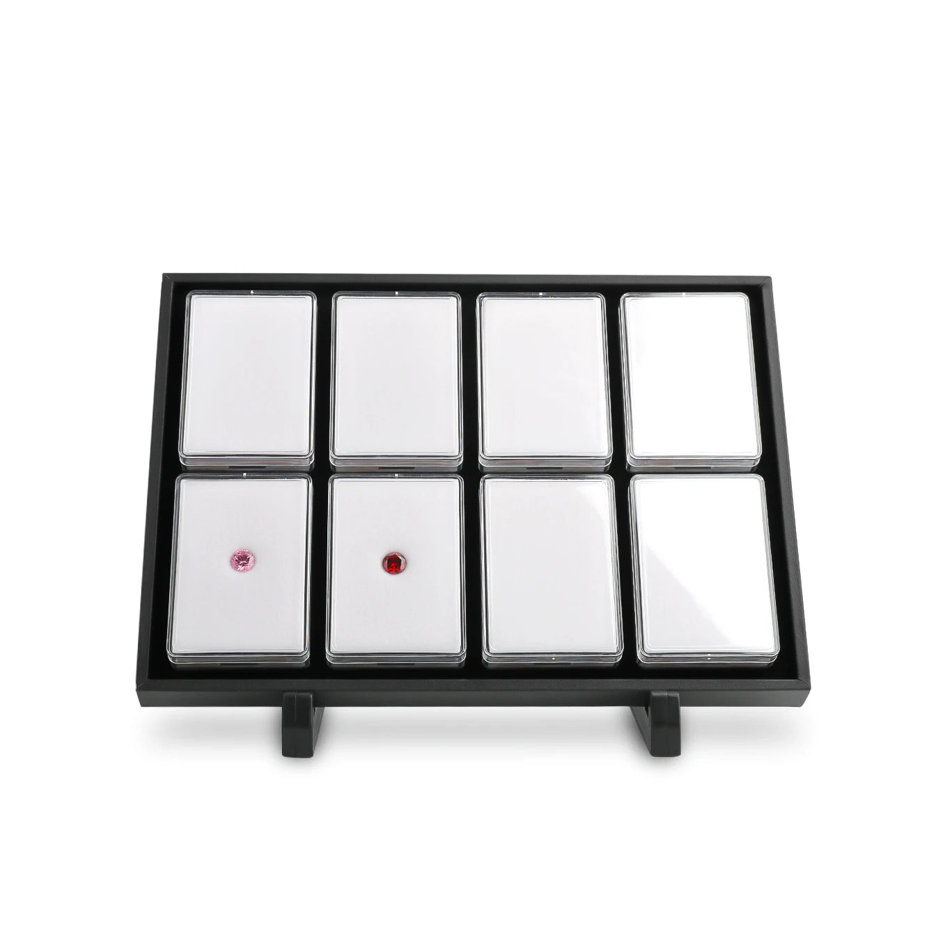 Clear Acrylic  Gem Box Elegant Gemstone Display Solution DK21669-8 Clear Box Tray Set with White Inserts