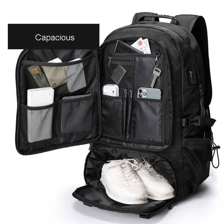 Extra Large Capacious Duffel Backpack with USB Polyester Lined for School Travel Hiking and Mum's Diaper Storage