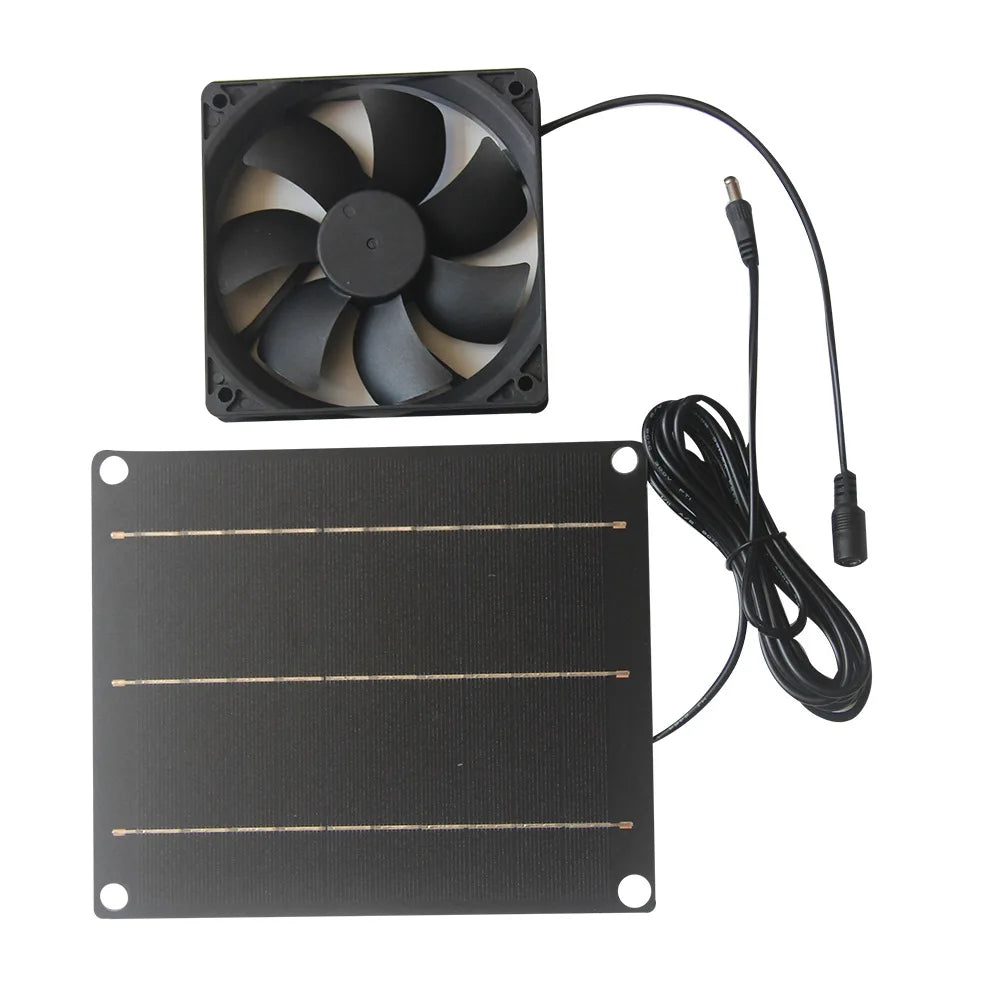 Buheshui 6W Solar Panel Fan Pet Exhaust Small Solar Fan for Home Office Outdoor Travel