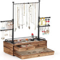 2-Tier Wooden Jewelry Drawer Storage Rack 6-Tier Display Organizer for Bracelet Earring Ring Keep-Sake Box