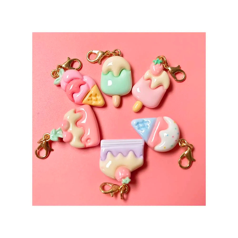 Best Price 10pcs/Bag Colorful Assorted Keychains Ice Cream Cake Acrylic Sweet Foods Cute  Key Chains for Luggage Accessories