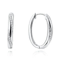 925 Sterling Silver Hoop Earrings Customizable Oval Shape Gold Rhodium Plated Geometric Zircon for Holiday Party Gift Giving