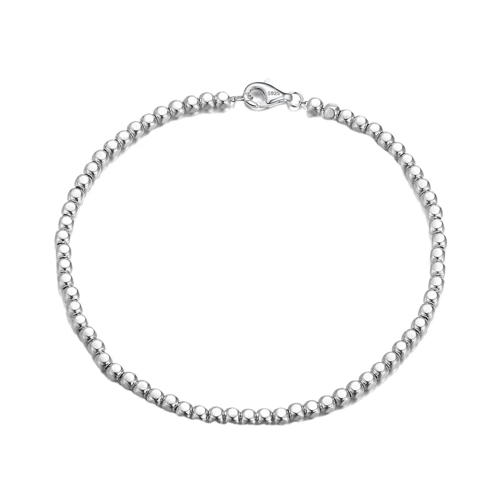 RINNTIN SB124 Handmade Jewelry 925 Sterling Silver 18K Gold Plated Organic Cube Bead Chain Bracelet for Women Men