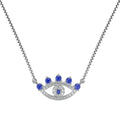 Dylam High Quality Cubic Zirconia Necklace S925 Sterling Silver Link Chain Goog Luck Blue Devil Eye Pendant Necklaces for Women