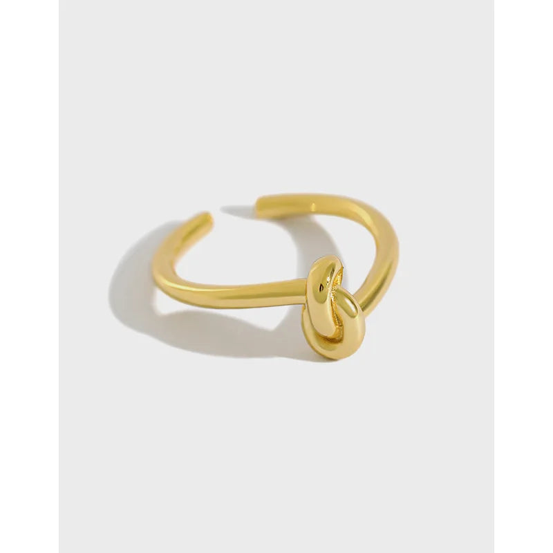New Fashion Simple Design S925 Sterling Silver 18k Gold Plated Knotted Adjustable Ring for Women JT325