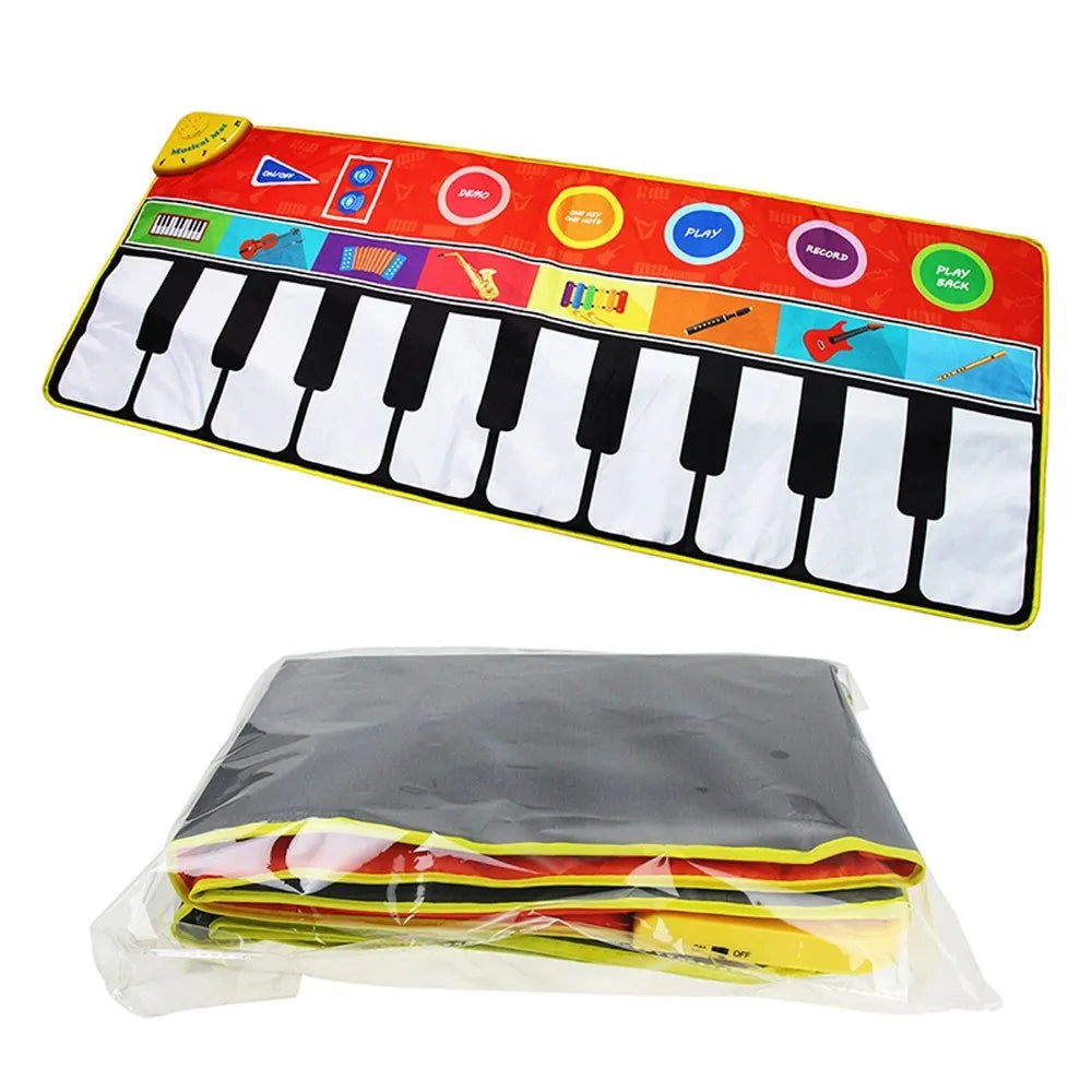 148 * 60cm/ 58 * 24in Musical Mat Foldable Piano Mat Kids Keyboard Electronic Music Carpet Touch Play Learning Singing Blanket f