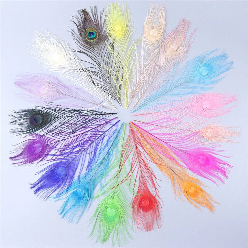Factory Wholesale 25-30cm Bleached White Peacock Feathers Natural for Home Decoration DIY Jewelry Crafts Making MegaBDM