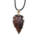 HZ Wholesale Stone Mahogany Obsidian Arrowhead Gold Electroplated Edge Charm Stone Pendants Jewelry