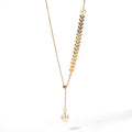 Romantic Stainless Steel 18K Luxury Leaf Pearl Bead Pendant Chain Necklace for Women Clavicle Pendant Necklace