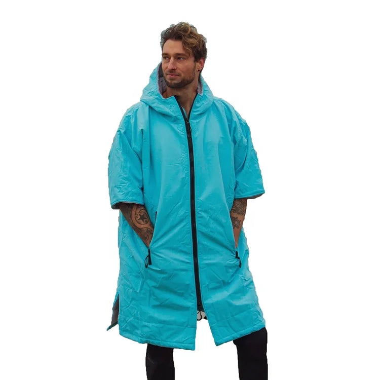 Custom Logo Long/short Sleeve Swim Changing Robe Drying Robe Waterproof Surfing Poncho Coat Adult Oversized Jacket Hooded