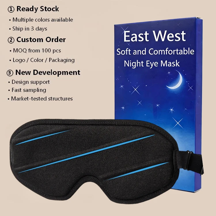 3D Sleep Eye Mask with Free Eye Blinking Space Breathable Comfort Design OEM Custom Available