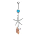 316L Umbilical Nail Conch Starfish Belly Button Rings Navel Ring Body Belly Piercing Jewelry for Women Beach Belly Navel Rings
