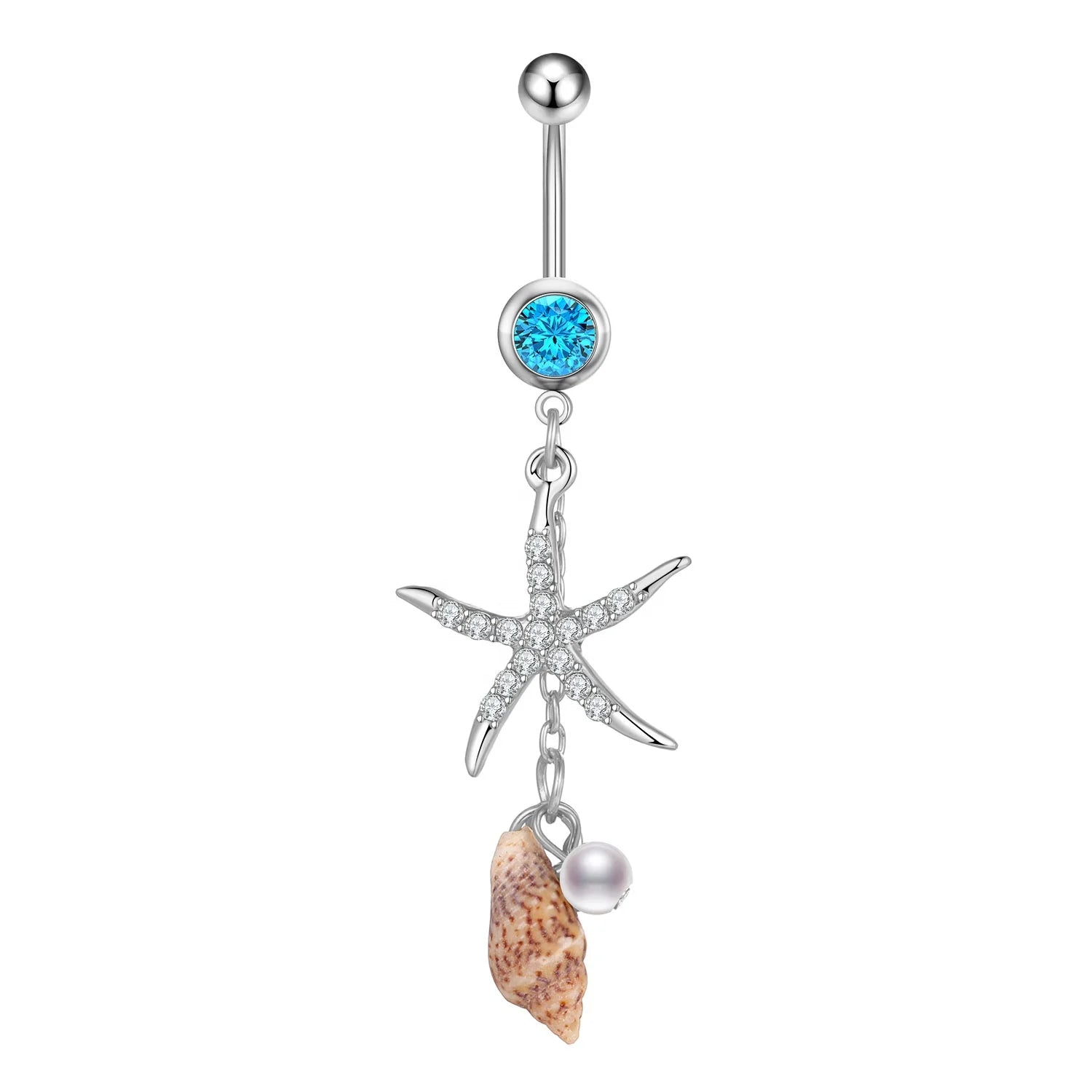 316L Umbilical Nail Conch Starfish Belly Button Rings Navel Ring Body Belly Piercing Jewelry for Women Beach Belly Navel Rings