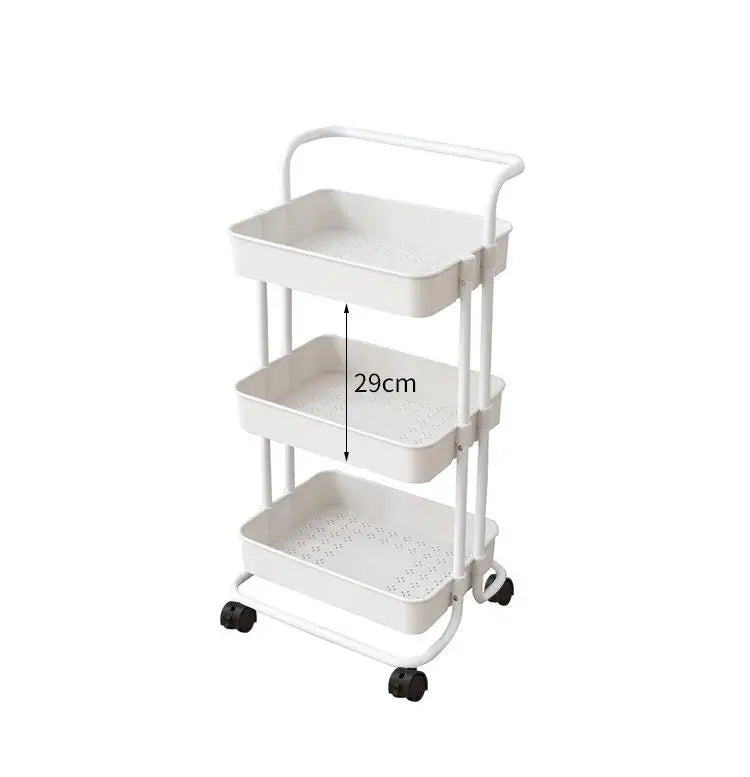 3 Tiers Plastics Rack With 4 Plastic Wheels PP Storage Basket Storage Cabinet Drawers Trolley Cart Storage Cart