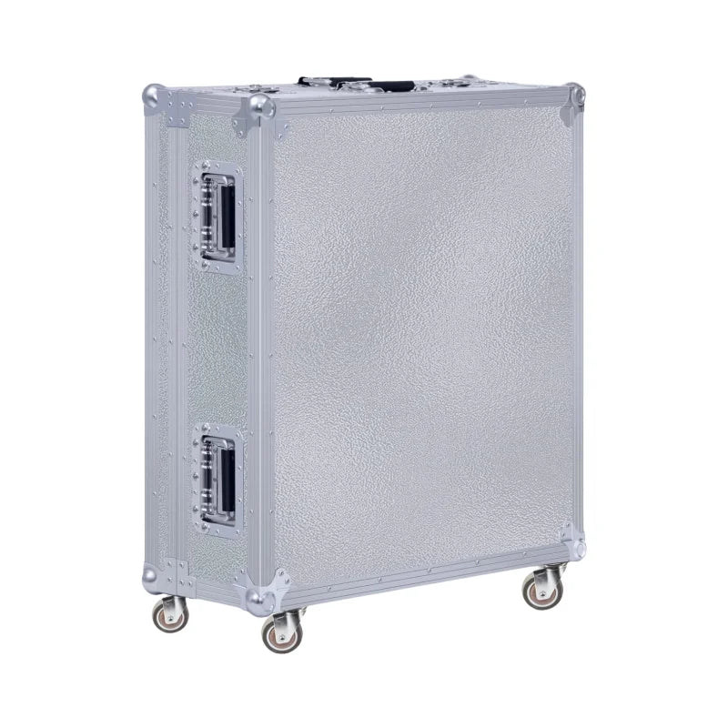 Aluminum Road Trunk With Wheels Aluminum Tool Storage Case for Machine Carrying and Transportation Silver