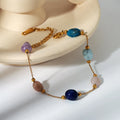 Trending Products 2025 New Arrivals 8mm Natural Stone 18K Gold Plated Stainless Steel Bracelet for Girls