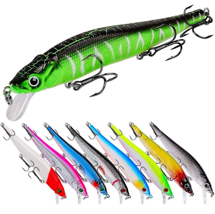 SNEDA 3D Print 12CM/14.5G Minnow With 3 Hooks Fishing Lure Crankbait Wobbler Artificial Plastic Hard Bait Fishing Tackle