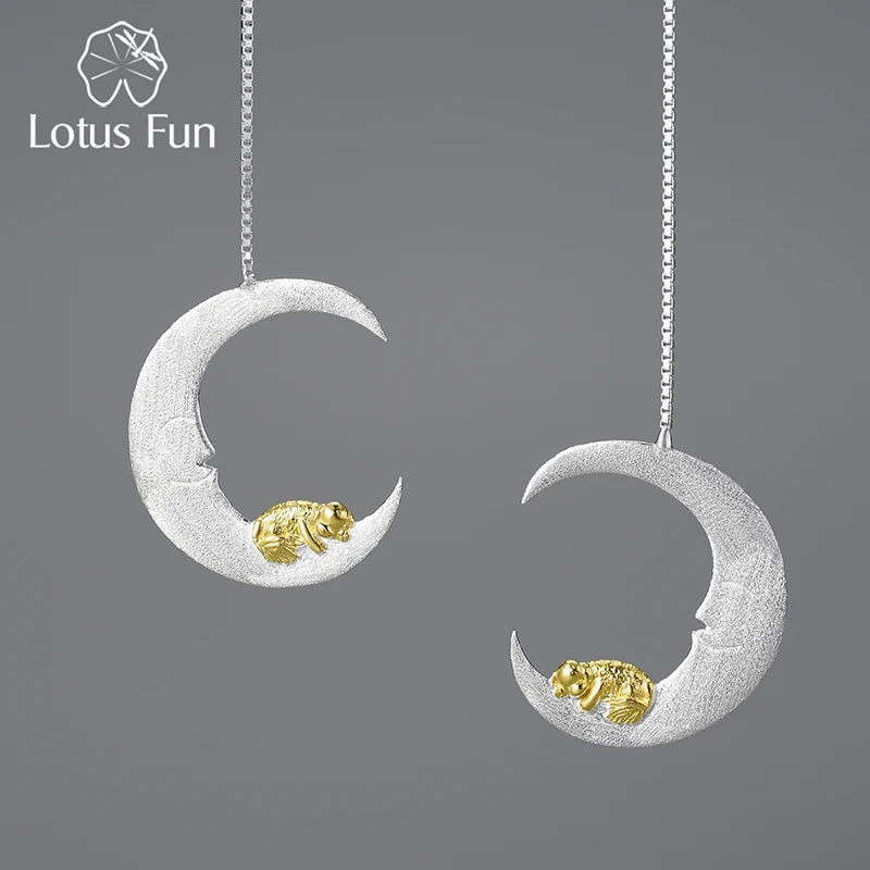 Lotus Fun Lotus Fun Pure 925 Sterling Silver Woholesales Luxury Jewelry Crescent Moon Earrings Fine Jewelry for Women