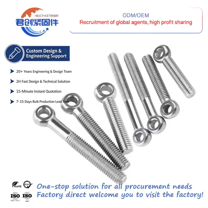 Stainless Steel 304/316 Eyelet Bolt Loose Joint Bolt Round Head Thread Fish Swivel Lifting Eye Bolt