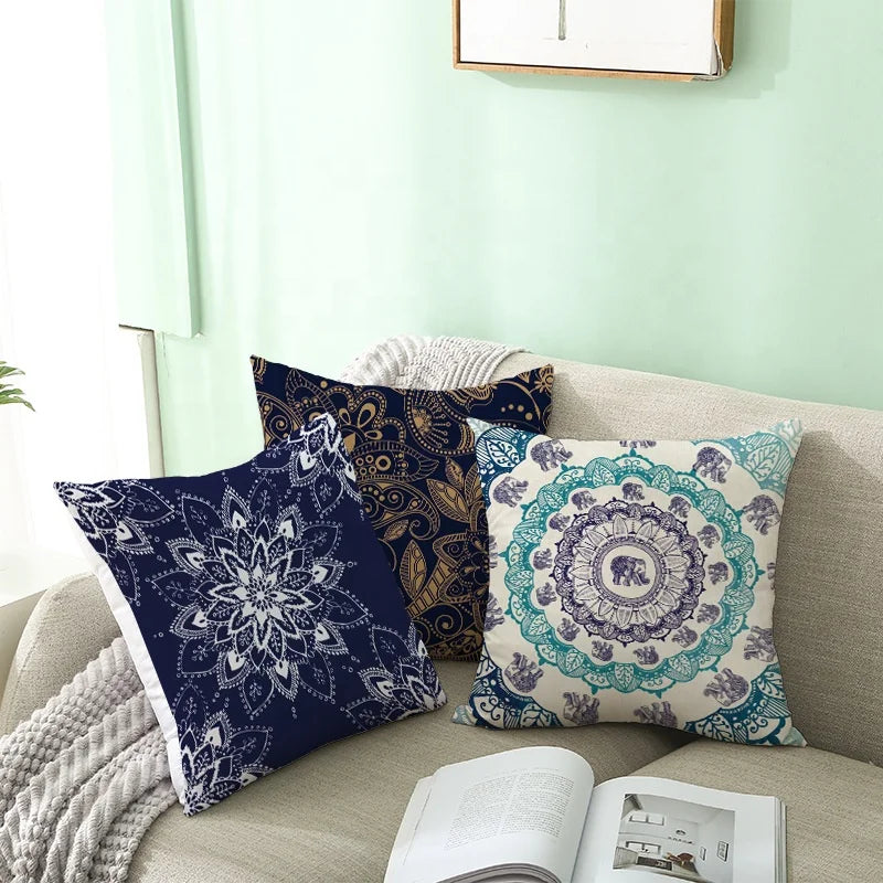 RUIYI Customized 18x18 Inch Bohemian Velvet Pillow Cases 100% Polyester Cushion Cover Screen Printing Non-Toxic 45x45cm Hotel