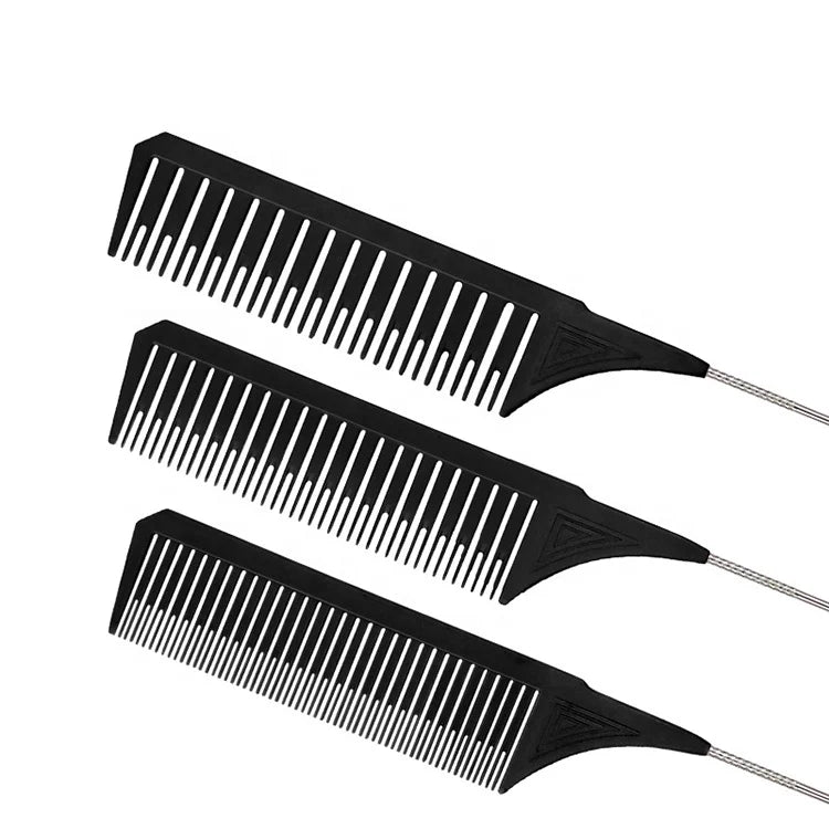 Hot Selling Steel Tip Tail Comb Highlights Comb Salon Professional Hair Dye Comb High Temperature Resistant Hairbrush