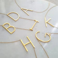 SSeeSY Joyas Fashion Jewelry 18k Gold Plated Stainless Steel Waterproof Big Letter Initial Pendant Necklace for Women