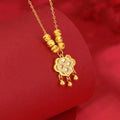 Fashion Gold Plated Necklace for Women Chinese Style Wedding Jewelry With Pendant Necklace Choker Heart Shaped Ethnic Chain Gift