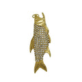 Fashion Fine Stainless Steel Fish Charm Gold Plated Diamond Pendant Necklace