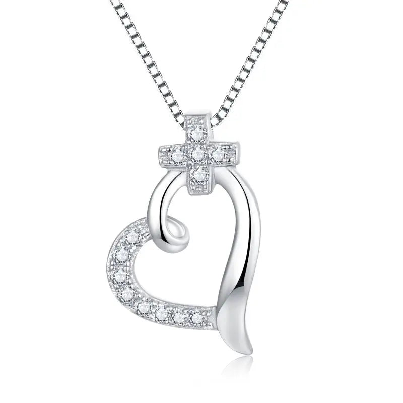 Customized Elegant Crystal Heart Necklace Pendant925 Sterling Silver Necklace Pendant for Woman