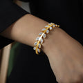 Beimai OEM Armband Titanium Steel Gold-plated Diamond Leaf Shape Women Bracelet