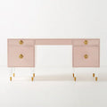 Modern Morandi Color Series 5-Drawer Storage Cabinet Dressing Table with Acrylic Legs and Wood Vanity for Bedroom
