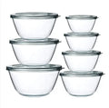 Glass Mixing Fresh Bowl Set Round Glass Fruit Salad Food Containers Serving Bowl With Plastic Lid