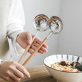 Customized Logo Wholesale Stainless Steel Soup Ladle Spoon Gold Hot Pot Spoon With Wooden Handle