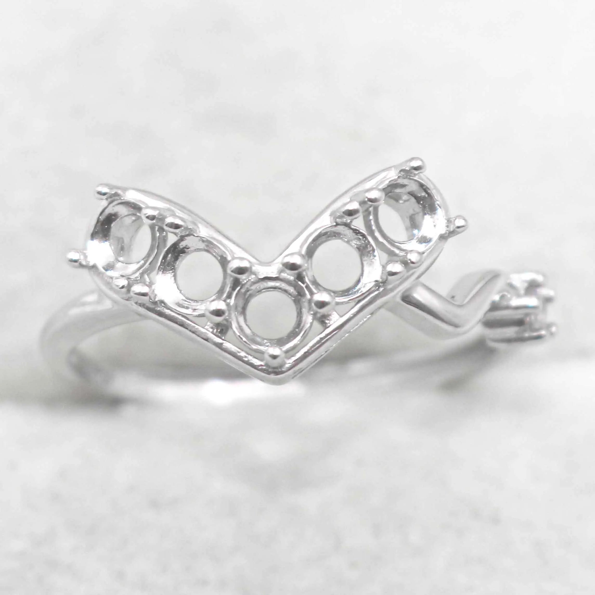 Sterling Silver 3*3mm Semi Mount Ring Empty Frame Blank Support Claw Setting S925 Base Holder Without Center Stone for Inlay DIY