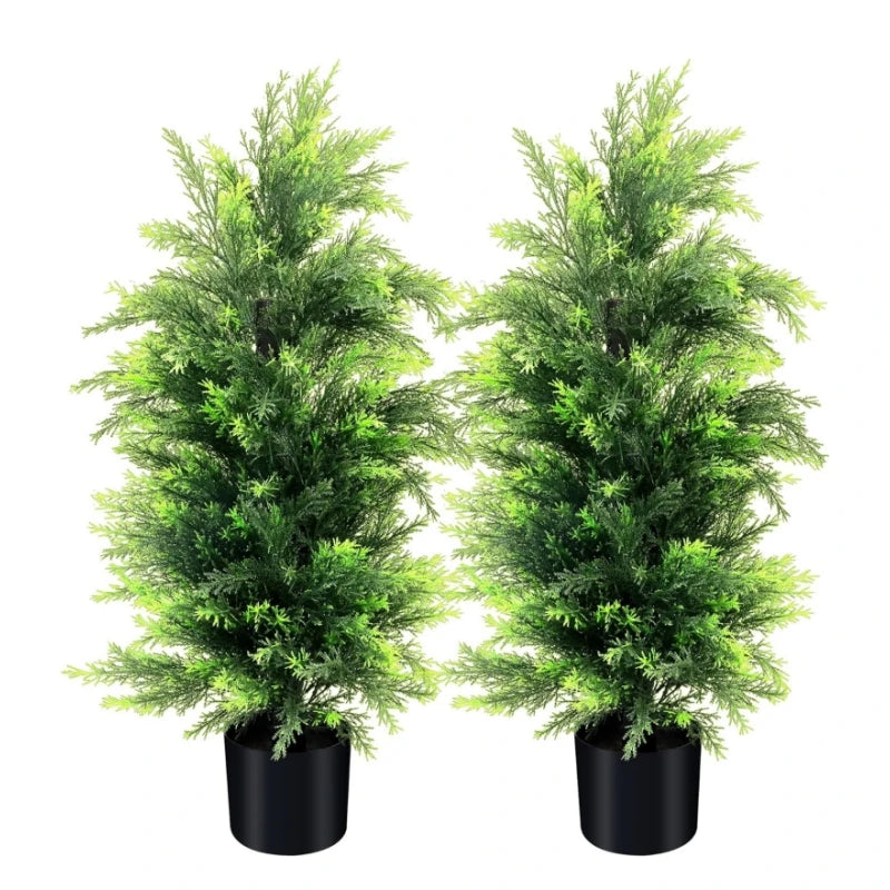 Artificial Cedar Topiary Trees UV Resistant Potted Plants Pine Tree for Home Office Garden Porch Patio Thanksgiving Christmas
