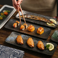 Ceramic Rectangular Japanese Style Sushi Dishes 7.5 Inch Eco-Friendly Porcelain Stoneware Dinner Plate for Restaurant Use