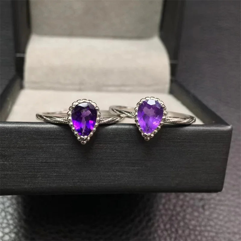 Kindfull Natural Fengshui New Design 925 Sterling Silver Gemstone Jewelry Amethyst Ring for Sale