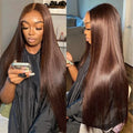 Highlight Straight Lace Front Wig P4/27 Honey Blonde Brown Pre Plucked Brazilian Remy Lace Frontal Human Hair Wigs for Women
