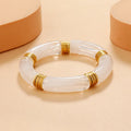 YL Bohemian Style Colored Marble Resin Bangle Fashion Jewelry Eco-friendly Metal Spacer Tube Bead Acrylic Bracelet Wholesale