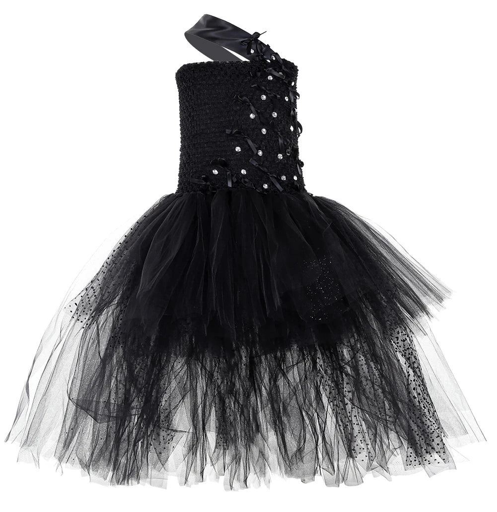 Evening Dresses Lace Sleeveless Bridesmaid Dress Tulle Wedding Ball Gown Prom Dress for Kids Hot Selling
