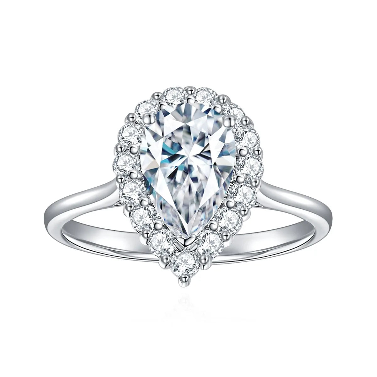 925 Sterling Silver Pear Shaped Moissanite Ring Gold Plated 6x9mm VVS Clarity Customizable Jewelry Elegant 6x9mm Moissanite Ring