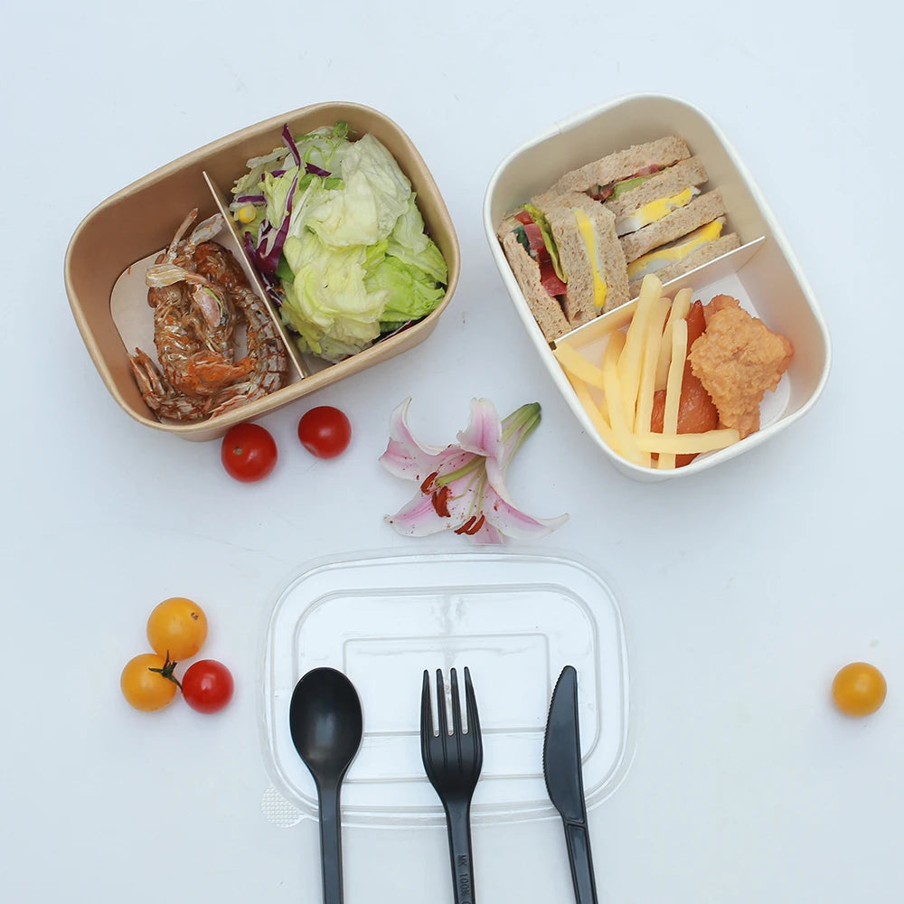 Eco Friendly Biodegradable Restaurant Takeaway Fast Food Sushi Kraft Paper Rectangular Food Box Embossing Matt Lamination Custom