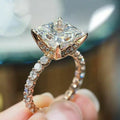 Huitan Wholesale Price Fashion Jewelry Rings for Women Shinny Big Diamond Square Shaped Zirconia Band Yellow Gold Plated Rings