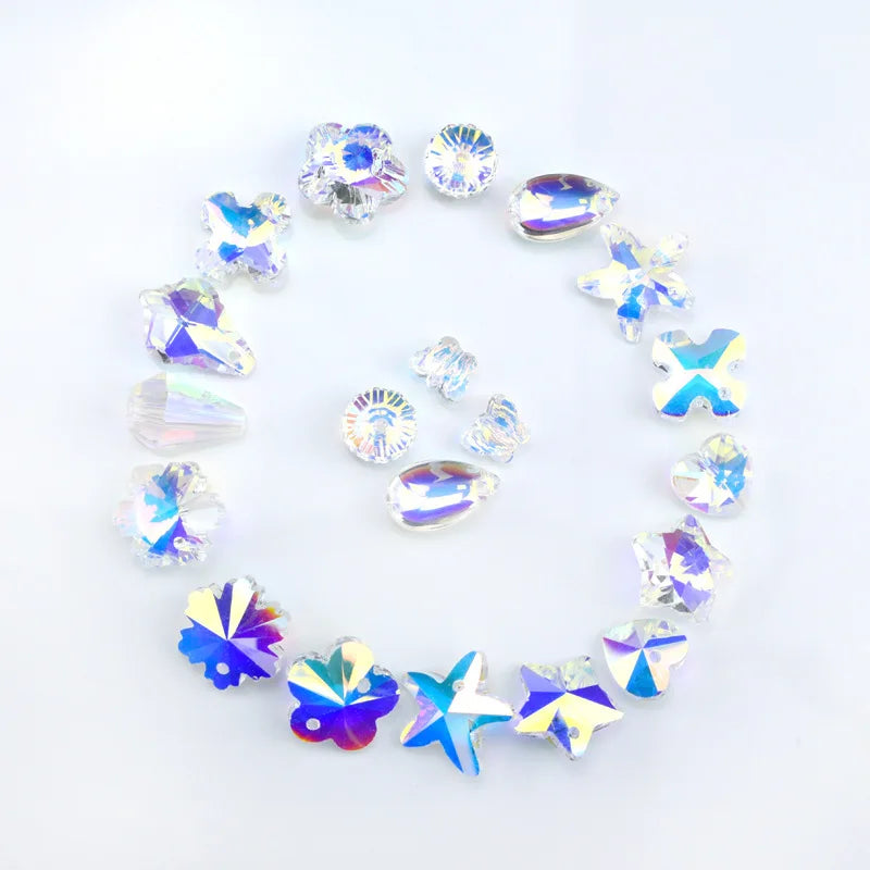 Wholesale Mixed Shape Flat Back Rhinestones Sew on Glass Rhinestones DIY Accessories for Single Hole Water Droplet Pendant