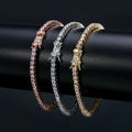4mm 925 Silver Zircon Tennis Chain Bracelet Hip Hop Jewelry Gold Silver Material Men Cz Bracelet Iced Out