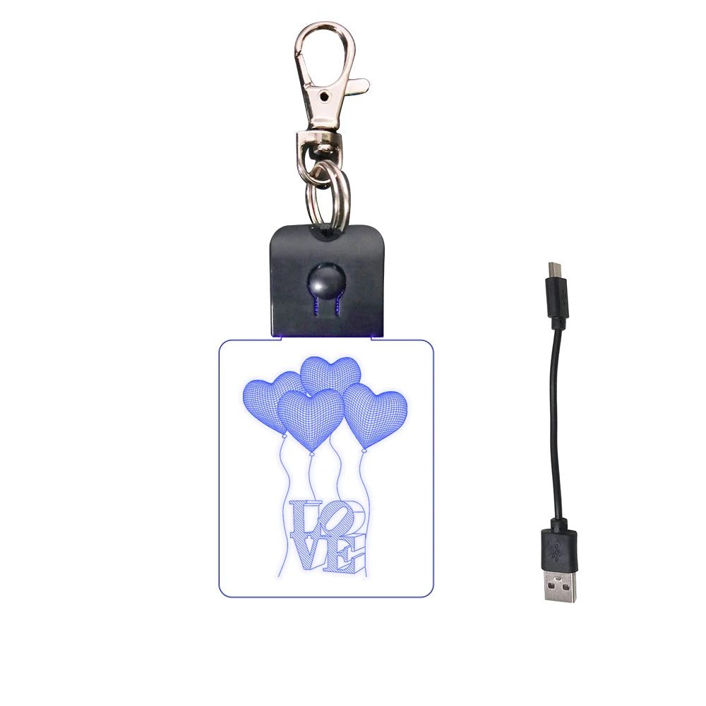 Customized Shape LED Keychain Light 4mm Thickness Acrylic Night Light for Friend Personalized Gift Quantum Light