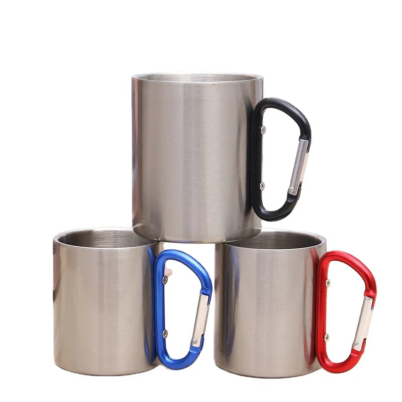 RubySub Stainless Steel Mug Camping Cup Custom Sublimation Mugs with Mountaineering Buckle