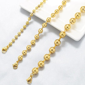 BM1129 Hot Sale Unisex Men's Women's 3mm 4mm 6mm 10mm Fashion 18k Gold Plated Ball Bead Chain Bracelet for Women