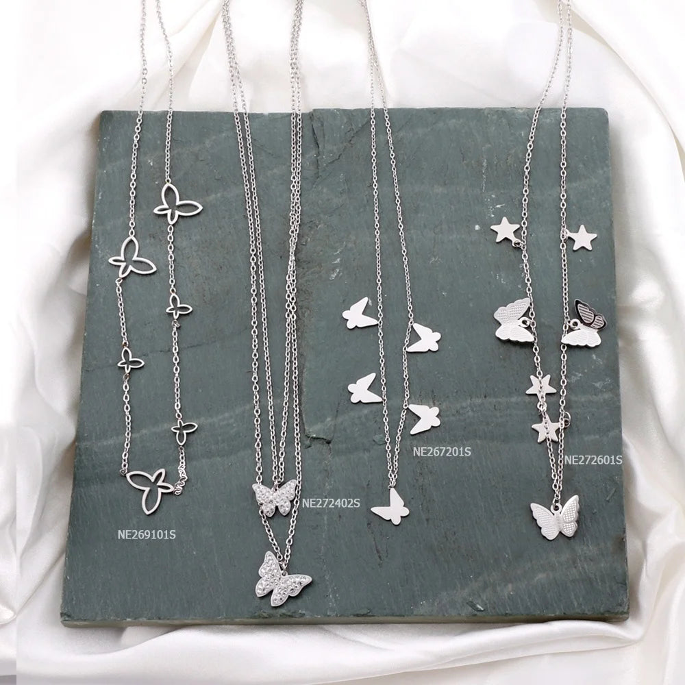 Acero Inoxidable Butterfly Necklace Custom Butterfly Jewelry 316L Stainless Steel Butterfly PendNecklace for Girls