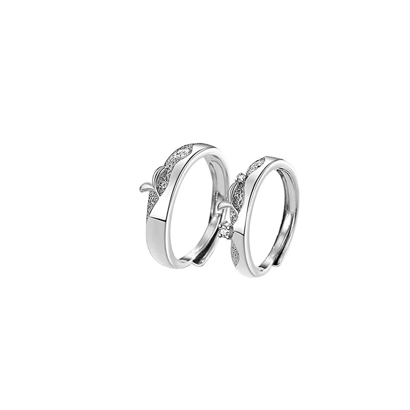Silver Plated Bud Pattern Couple Ring Open Couple Rings For Women Men Wedding Engagement Wedding Jewelry